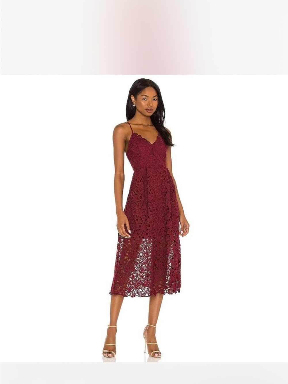 Astr the Label Lace A Line Burgundy Midi Dress Large
